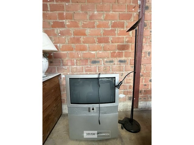 Klassieke 100 hz crt-televisie van loewe systems en staanlamp - afbeelding 1 van  7