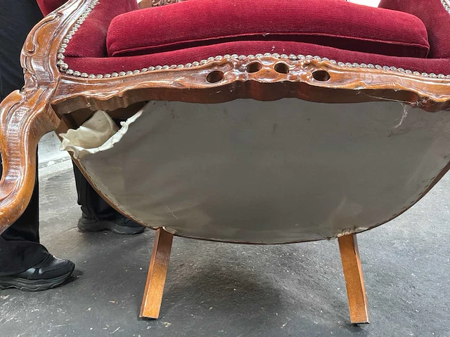Klassieke stijl red velvet bank / woonkamer – 3 delen - afbeelding 4 van  16