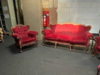 Klassieke stijl red velvet bank / woonkamer – 3 delen - afbeelding 7 van  16