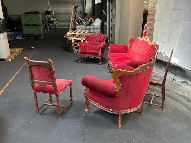 Klassieke stijl red velvet bank / woonkamer – 3 delen - afbeelding 11 van  16
