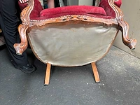 Klassieke stijl red velvet bank / woonkamer – 3 delen - afbeelding 13 van  16