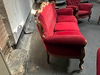 Klassieke stijl red velvet bank / woonkamer – 3 delen - afbeelding 2 van  22