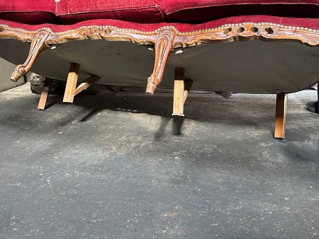 Klassieke stijl red velvet bank / woonkamer – 3 delen - afbeelding 3 van  22