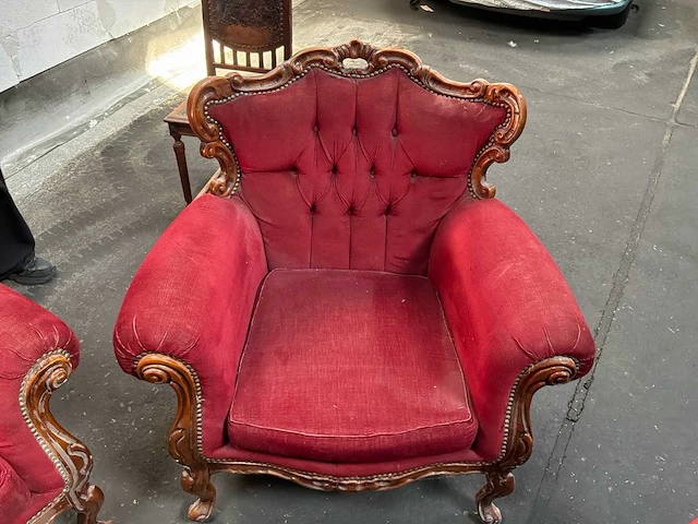 Klassieke stijl red velvet bank / woonkamer – 3 delen - afbeelding 4 van  22