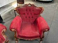 Klassieke stijl red velvet bank / woonkamer – 3 delen - afbeelding 4 van  22