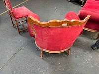 Klassieke stijl red velvet bank / woonkamer – 3 delen - afbeelding 5 van  22