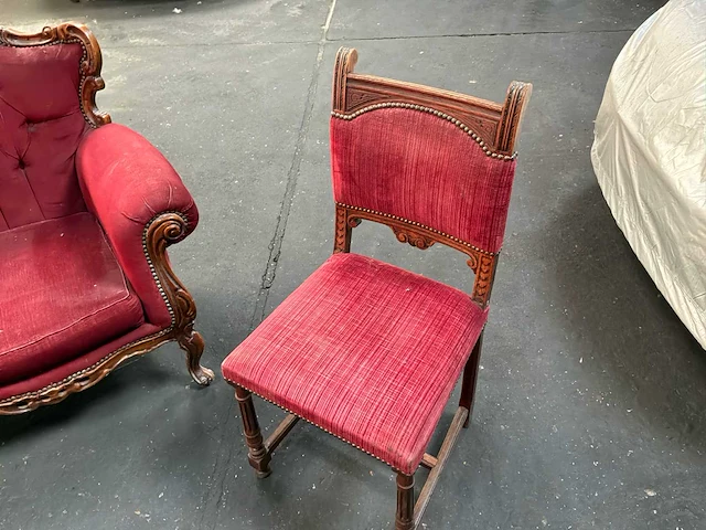 Klassieke stijl red velvet bank / woonkamer – 3 delen - afbeelding 7 van  22
