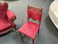 Klassieke stijl red velvet bank / woonkamer – 3 delen - afbeelding 7 van  22