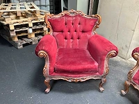 Klassieke stijl red velvet bank / woonkamer – 3 delen - afbeelding 18 van  22