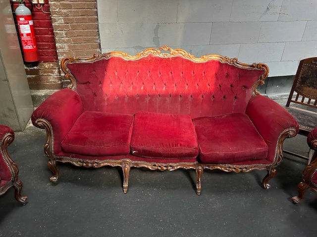 Klassieke stijl red velvet bank / woonkamer – 3 delen - afbeelding 20 van  22