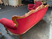 Klassieke stijl red velvet bank / woonkamer – 3 delen - afbeelding 22 van  22