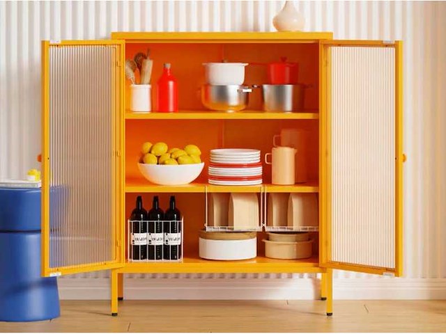 Kledingkast - ruimte 78 x 100 x 38 cm, kleur oranje - afbeelding 1 van  2