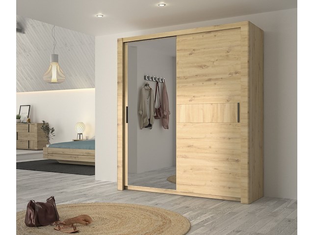 Kledingkast attitude 191cm met 2 deuren & spiegel - eik - afbeelding 1 van  5