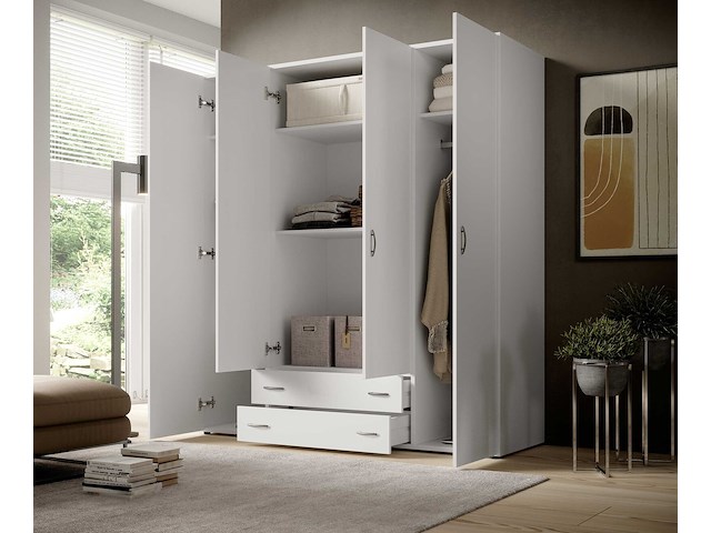 Kledingkast base | 160 x 52 x 177 cm | wit - afbeelding 3 van  7