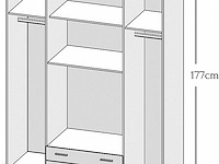 Kledingkast base | 160 x 52 x 177 cm | wit - afbeelding 7 van  7