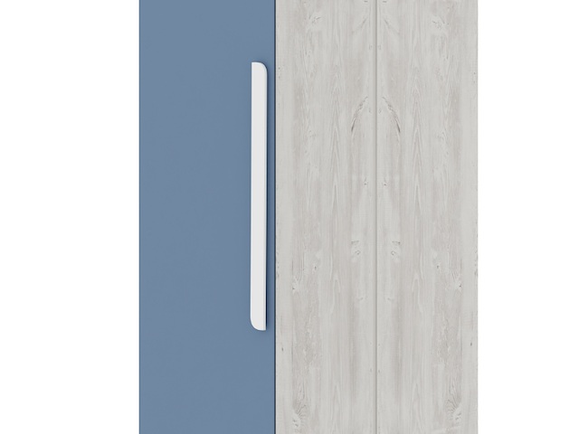 Kledingkast bo0 met 2 legplanken, kledingroede en langwerpige deurgreep - grenen/blauw - afbeelding 2 van  5