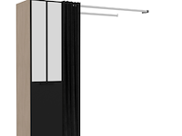 Kledingkast botan h - 180 cm-1 draaideur, 3 legplanken, 1 kledingroede, 1 gordijn-eik - afbeelding 1 van  1