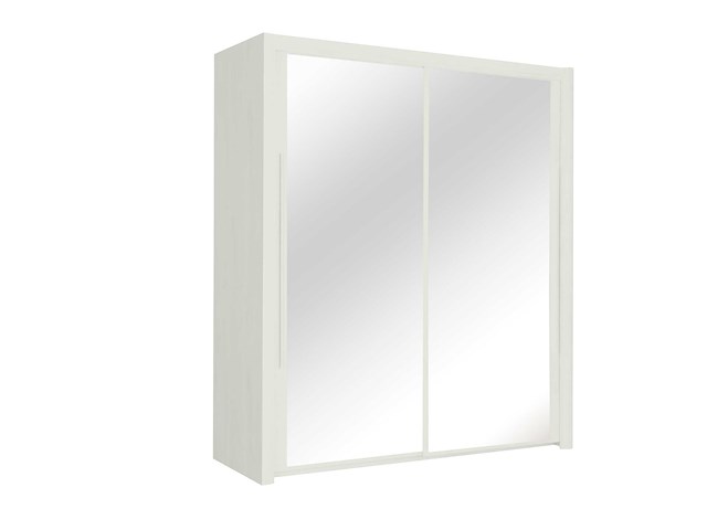 Kledingkast cody 199cm met 2 schuifdeuren & spiegel - gebleekte es - afbeelding 3 van  4