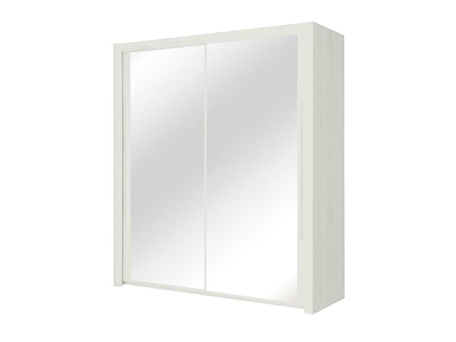 Kledingkast cody 199cm met 2 schuifdeuren & spiegel - gebleekte es - afbeelding 4 van  4