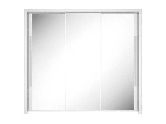 Kledingkast cody 231cm met 3 schuifdeuren & spiegel - wit - afbeelding 1 van  7