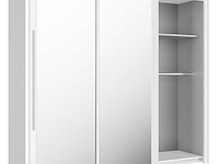 Kledingkast cody 231cm met 3 schuifdeuren & spiegel - wit - afbeelding 2 van  7