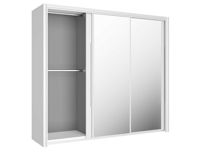 Kledingkast cody 231cm met 3 schuifdeuren & spiegel - wit - afbeelding 4 van  7