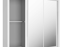 Kledingkast cody 231cm met 3 schuifdeuren & spiegel - wit - afbeelding 4 van  7
