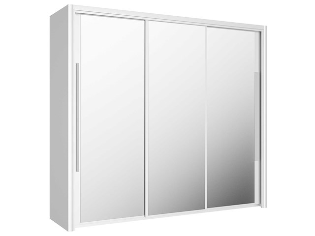 Kledingkast cody 231cm met 3 schuifdeuren & spiegel - wit - afbeelding 5 van  7