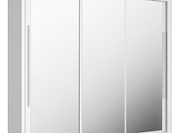 Kledingkast cody 231cm met 3 schuifdeuren & spiegel - wit - afbeelding 5 van  7