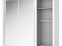 Kledingkast cody 231cm met 3 schuifdeuren & spiegel - wit - afbeelding 6 van  7