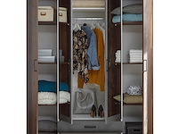 Kledingkast ellis 160cm met 4 deuren 2 lades & spiegel - old style/beton - afbeelding 6 van  7