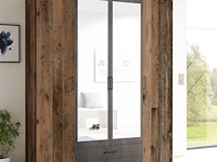 Kledingkast ellis 160cm met 4 deuren 2 lades & spiegel - old style/beton - afbeelding 1 van  7