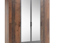 Kledingkast ellis 160cm met 4 deuren 2 lades & spiegel - old style/beton - afbeelding 2 van  7