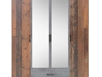 Kledingkast ellis 160cm met 4 deuren 2 lades & spiegel - old style/beton - afbeelding 3 van  7