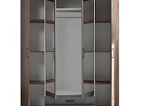 Kledingkast ellis 160cm met 4 deuren 2 lades & spiegel - old style/beton - afbeelding 7 van  7