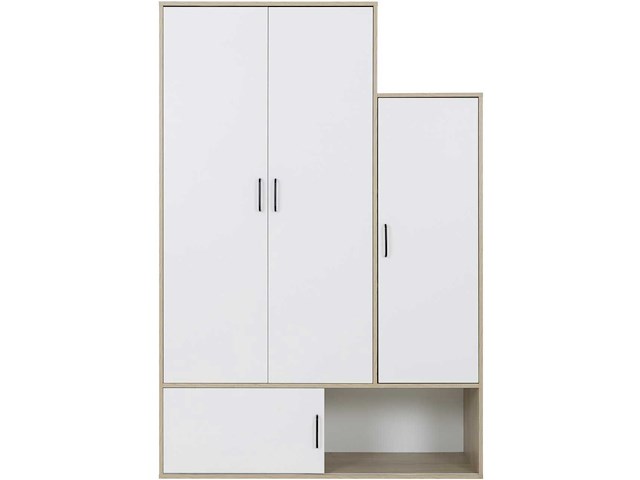 Kledingkast erwan - 133x52x192cm - 4 deuren - wit/kastanje - afbeelding 2 van  6