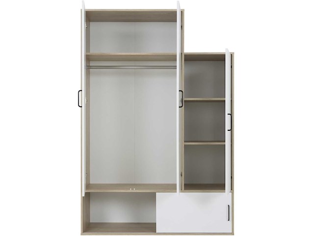 Kledingkast erwan - 133x52x192cm - 4 deuren - wit/kastanje - afbeelding 3 van  6
