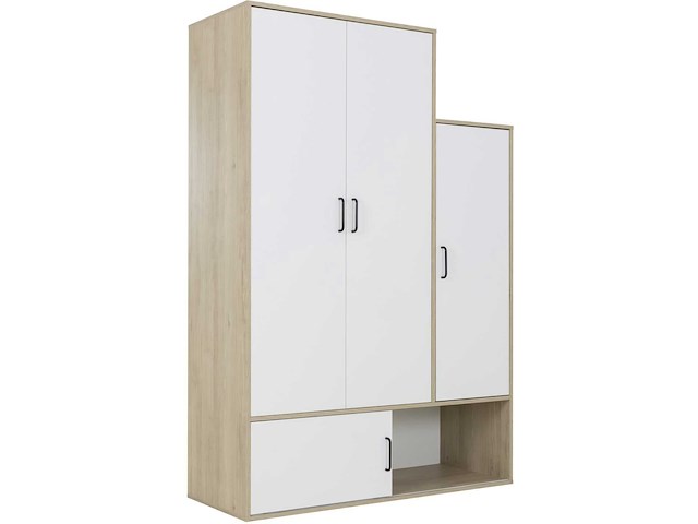 Kledingkast erwan - 133x52x192cm - 4 deuren - wit/kastanje - afbeelding 4 van  6