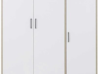 Kledingkast erwan - 133x52x192cm - 4 deuren - wit/kastanje - afbeelding 2 van  6