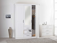 Kledingkast geraldo 140cm met 3 deuren & spiegel - wit - afbeelding 6 van  8