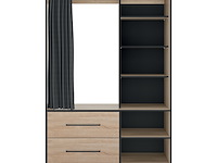 Kledingkast jungo 122cm 2 lades - eik/zwart - afbeelding 1 van  5