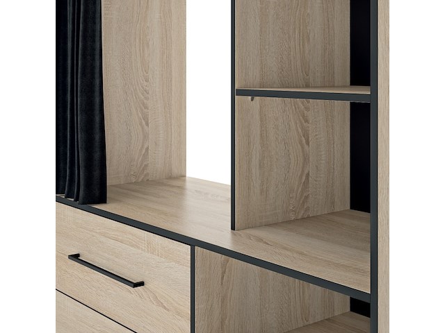 Kledingkast jungo 122cm 2 lades - eik/zwart - afbeelding 3 van  5