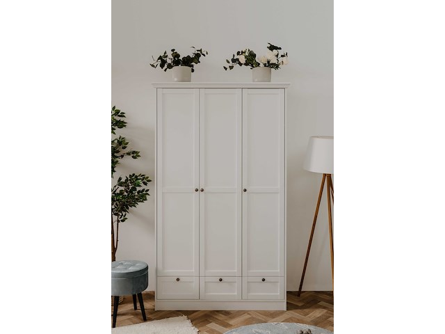 Kledingkast landwood 120cm met 3 deuren - wit - afbeelding 1 van  7