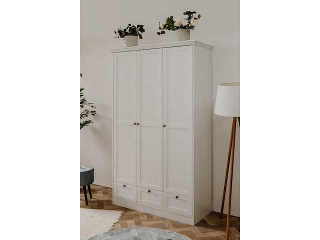 Kledingkast landwood 120cm met 3 deuren - wit - afbeelding 5 van  7