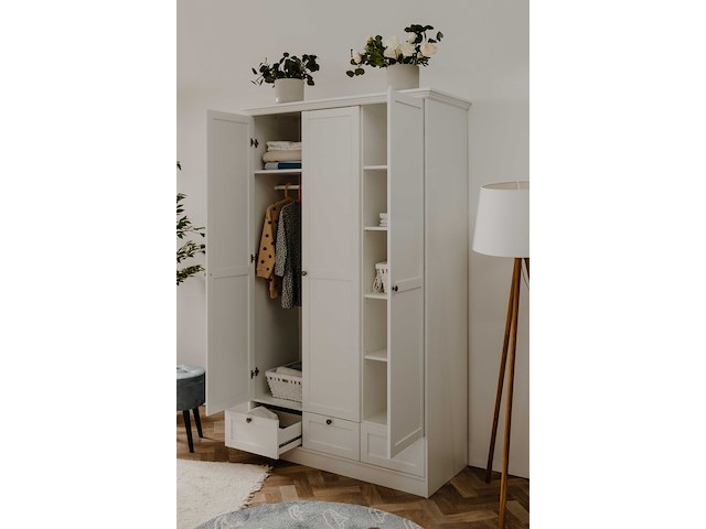 Kledingkast landwood 120cm met 3 deuren - wit - afbeelding 6 van  7