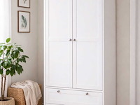 Kledingkast landwood 80cm met 2 deuren - wit - afbeelding 2 van  7
