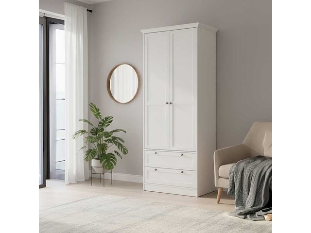 Kledingkast landwood 80cm met 2 deuren - wit - afbeelding 3 van  7
