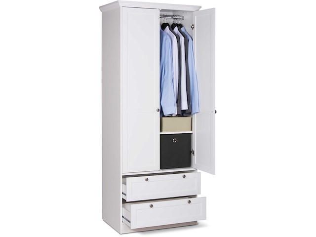 Kledingkast landwood 80cm met 2 deuren - wit - afbeelding 4 van  7