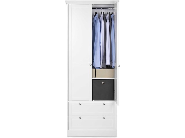 Kledingkast landwood 80cm met 2 deuren - wit - afbeelding 7 van  7
