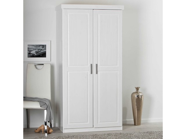 Kledingkast leon 95 cm - witte kast met 2 deuren en legplank - afbeelding 8 van  8
